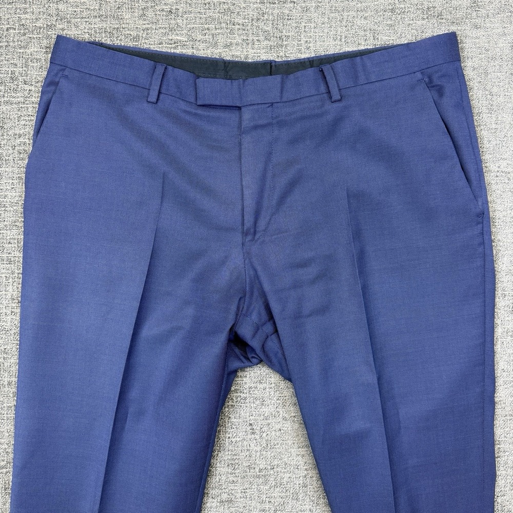 BOSS Hugo Boss Pants Mens 44R (36x32) Blue Pleated The James5/Sharp7 Wool Blend